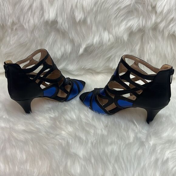 Ashro Women's Blue and Black Open toed heels Size 7.5 A10 - Picture 8 of 9
